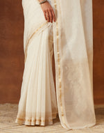 Natural Cotton Silk Blend Hand Block Printed Sari