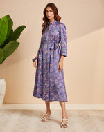 Blue Rayon Blend Hand Block Printed Maxi