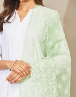 Green Cotton Silk Blend Chikankari Dupatta