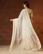 Natural Cotton Silk Blend Hand Block Printed Sari
