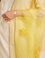 Yellow Silk Blend Chikankari Dupatta