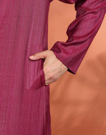 Pink Viscose Silk Blend Long Kurta