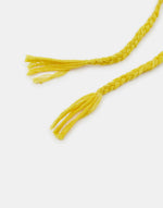 Mustard Metal Rudrakash Rakhi With Textured Beads