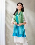 Green Silk Hand Block Printed Stole