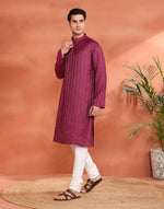 Pink Viscose Silk Blend Long Kurta