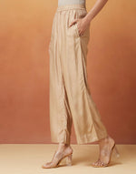 Beige Viscose Silk Pallazo