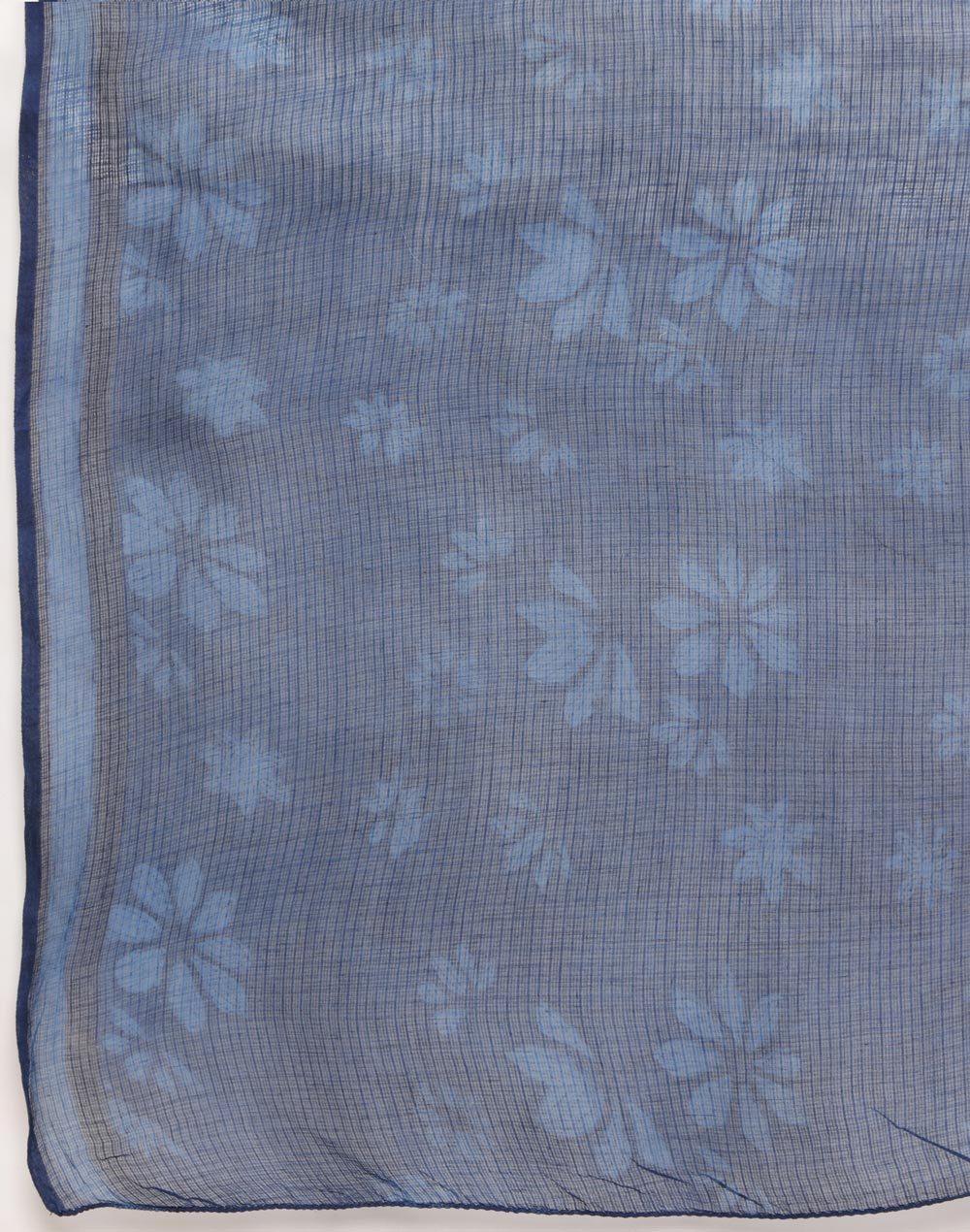 Indigo Cotton Silk Dabu Printed Sari