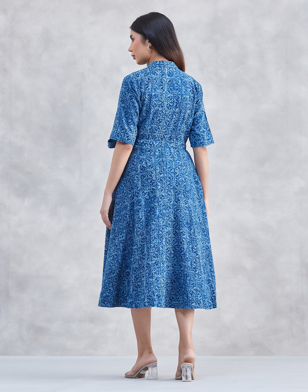 Indigo Cotton Dabu Midi Dress