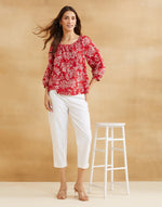 Red Cotton Hand Block Printed Top