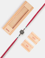 Pink Metal Floral Oxidised Rakhi