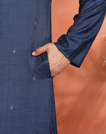 Blue Viscose Silk Long Kurta