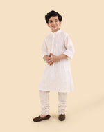 White Cotton Chikankari Kurta Long