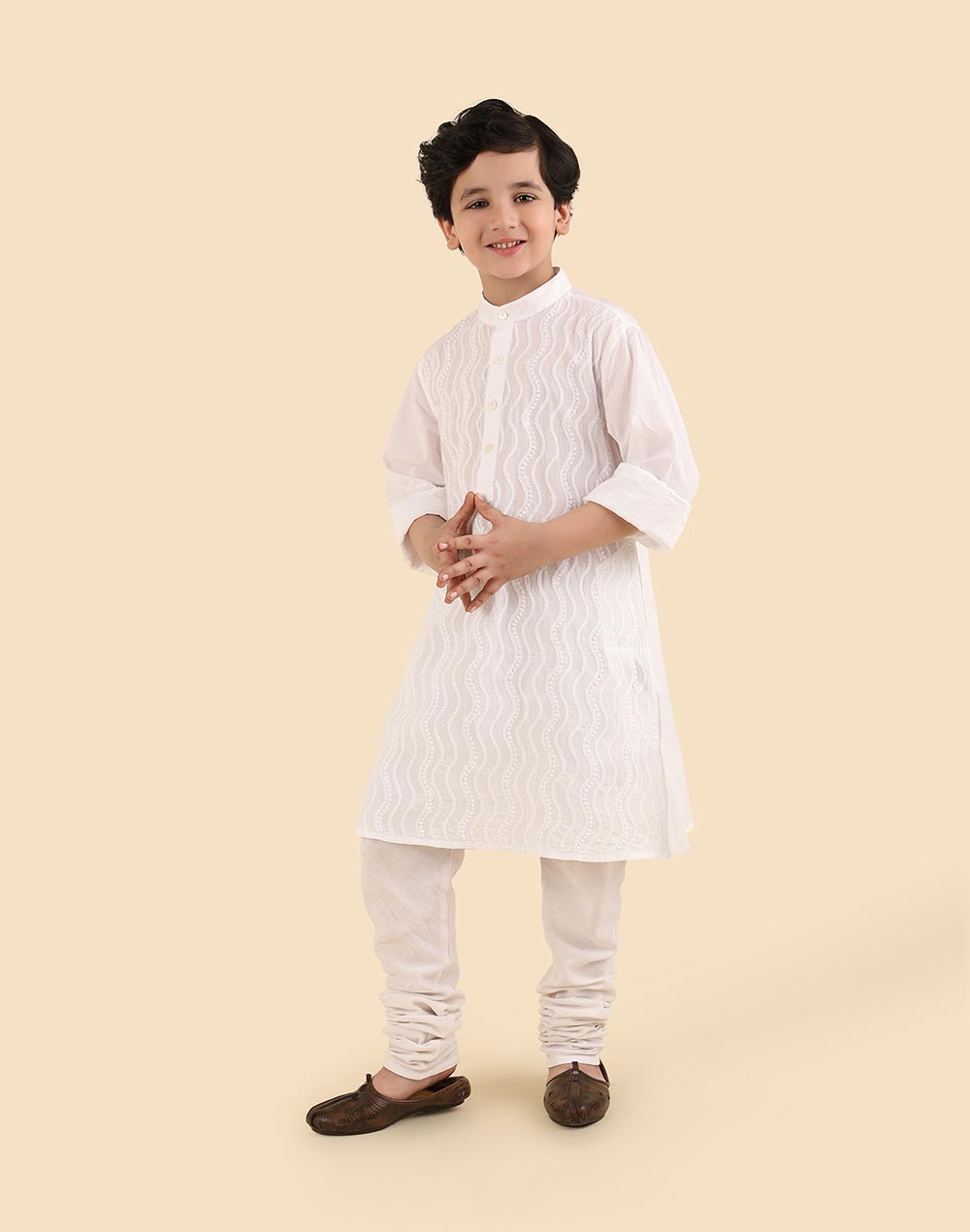 White Cotton Chikankari Kurta Long