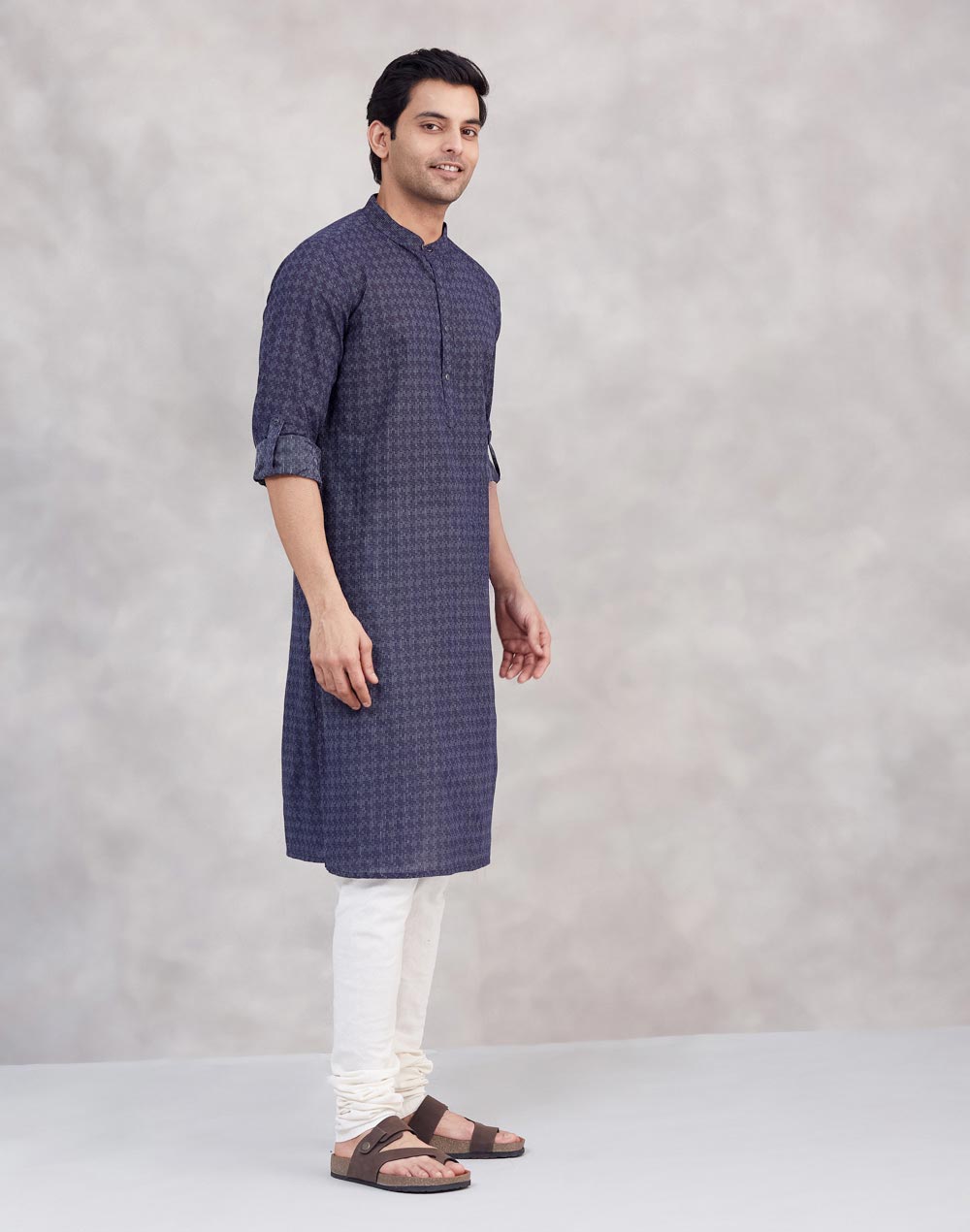 Navy Cotton Long Kurta