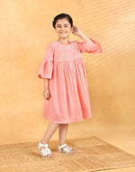 Pink Cotton Chikankari Bluebell Dress