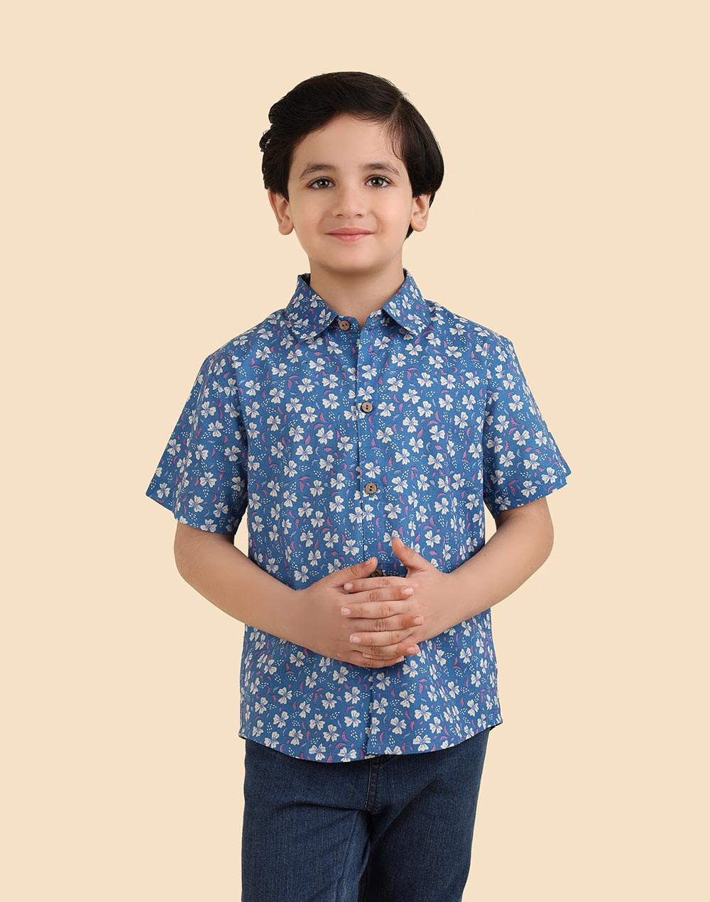 Blue Cotton Printed Shirt