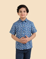 Blue Cotton Printed Shirt