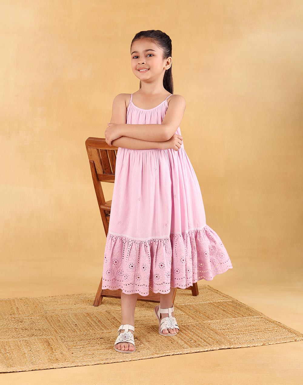 Purple Cotton Chikankari Dress