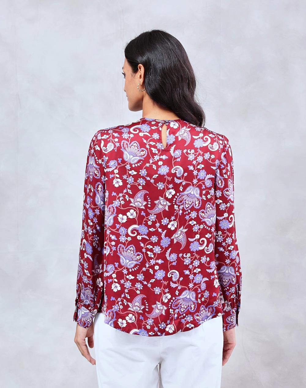 Red Rayon Blend Printed Top