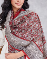 Maroon Cotton Silk Bagh Printed Stole