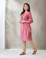 Purple Silk Pintuck Knee Length Kurta