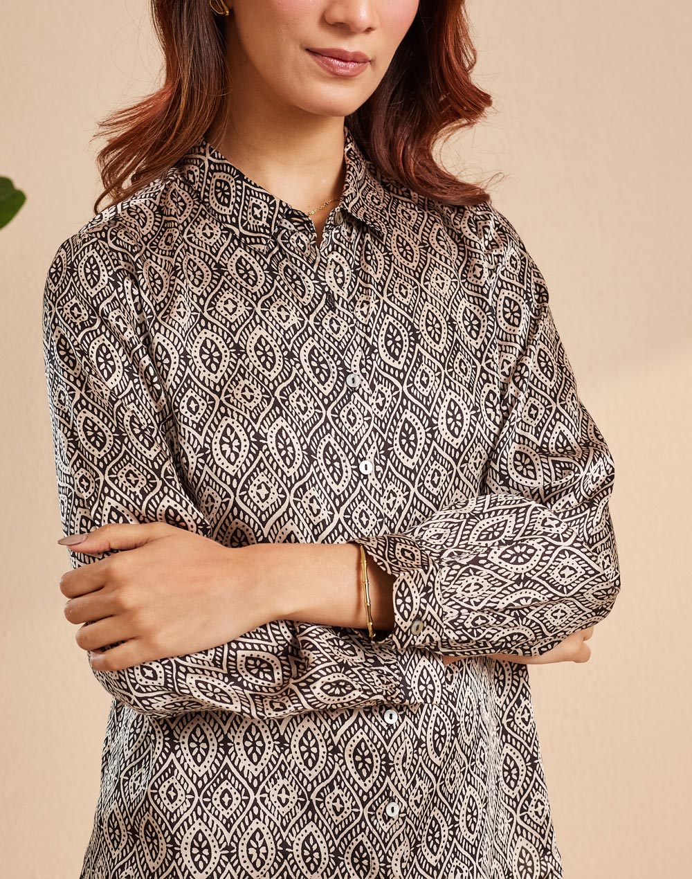 Black Rayon Blend Printed Allure Shirt