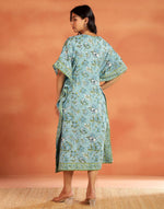 Blue Cotton Hand Block Printed Kaftan