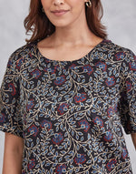 Black Viscose Cotton Ajrakh Printed Top