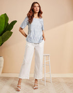 Light Blue Silk Blend Chikankari Arcadian Top