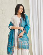 Turquoise Cotton Silk Blend Maheshwari Dupatta
