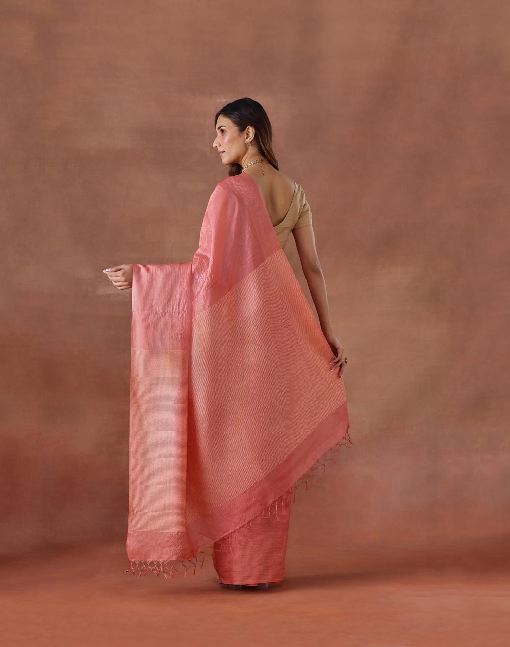 Pink Silk Blend Sari