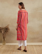 Pink Cotton Long Kurta