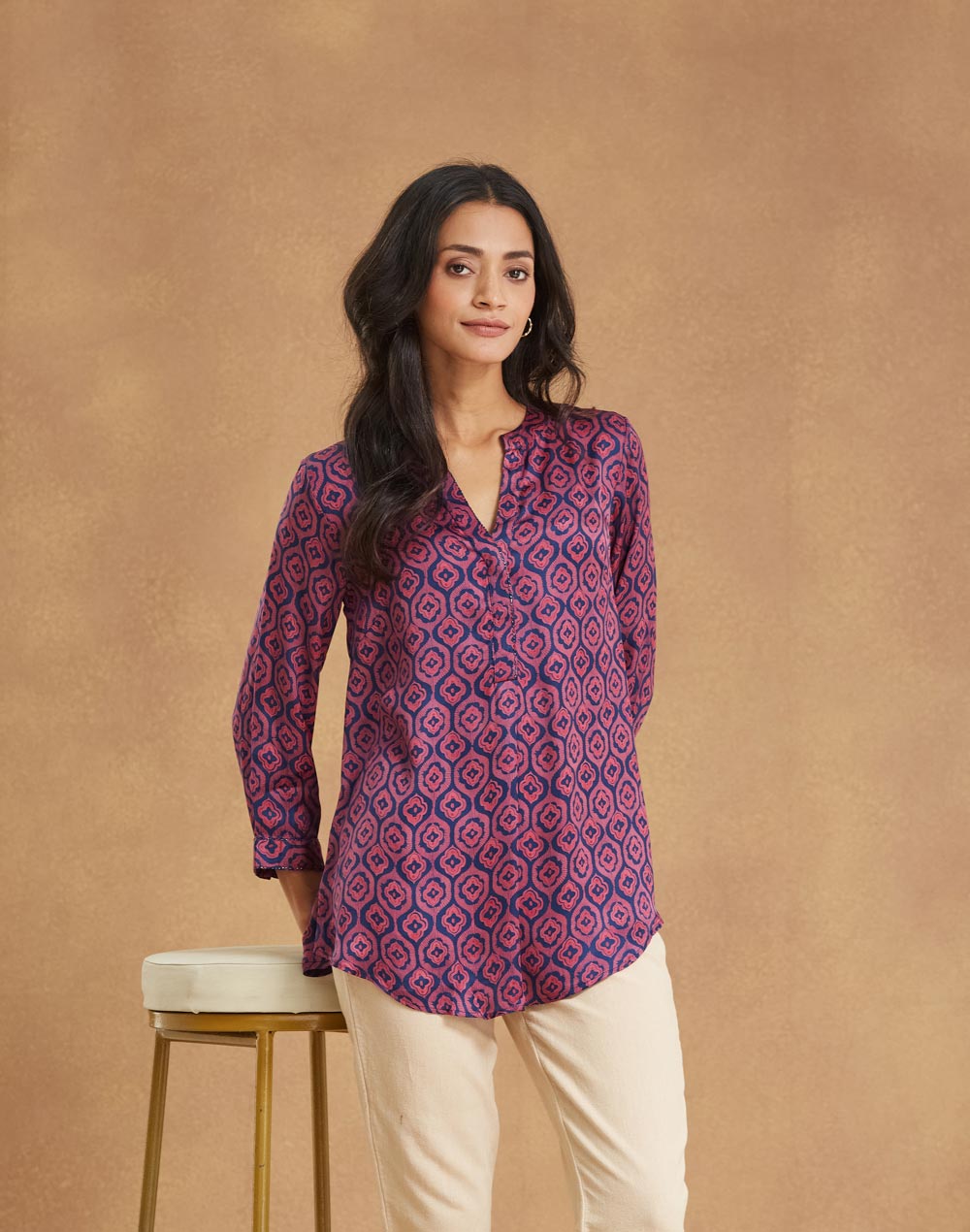 Blue Rayon Blend Tunic