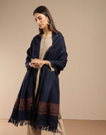 Navy Blue Shawl Wrap in soft wool
