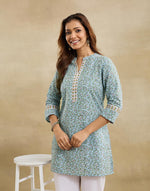 Blue Cotton Short Kurta