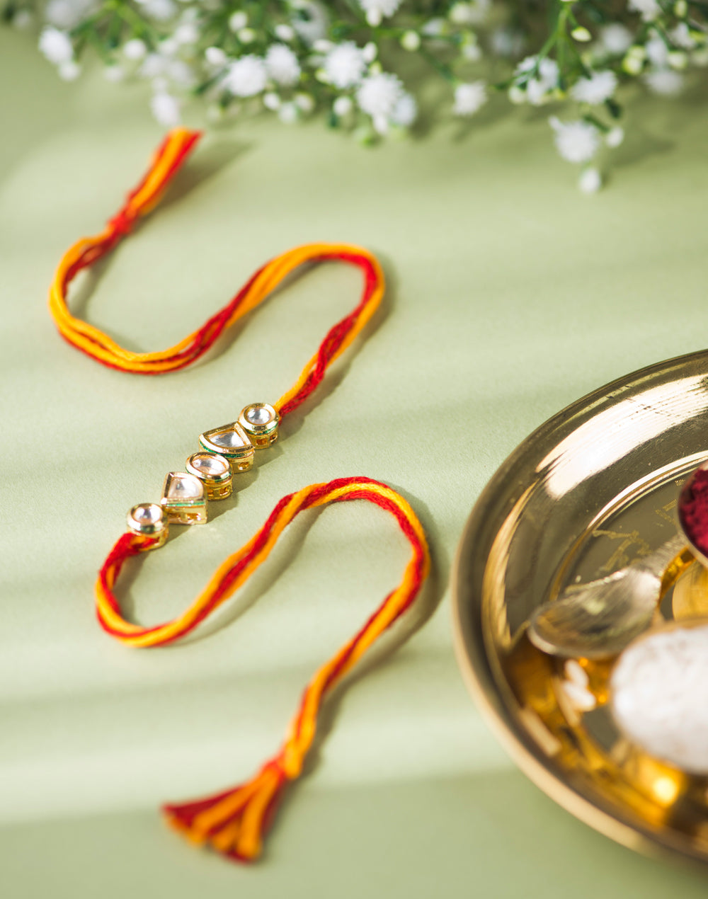 Multi Metal Gold Tone Kundan Rakhi