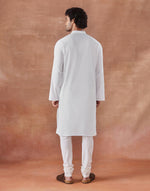White Cotton Chikankari Slim Fit Long Kurta