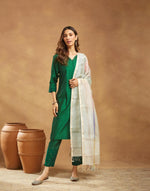 Natural Cotton Silk Blend Hand Block Printed Dupatta