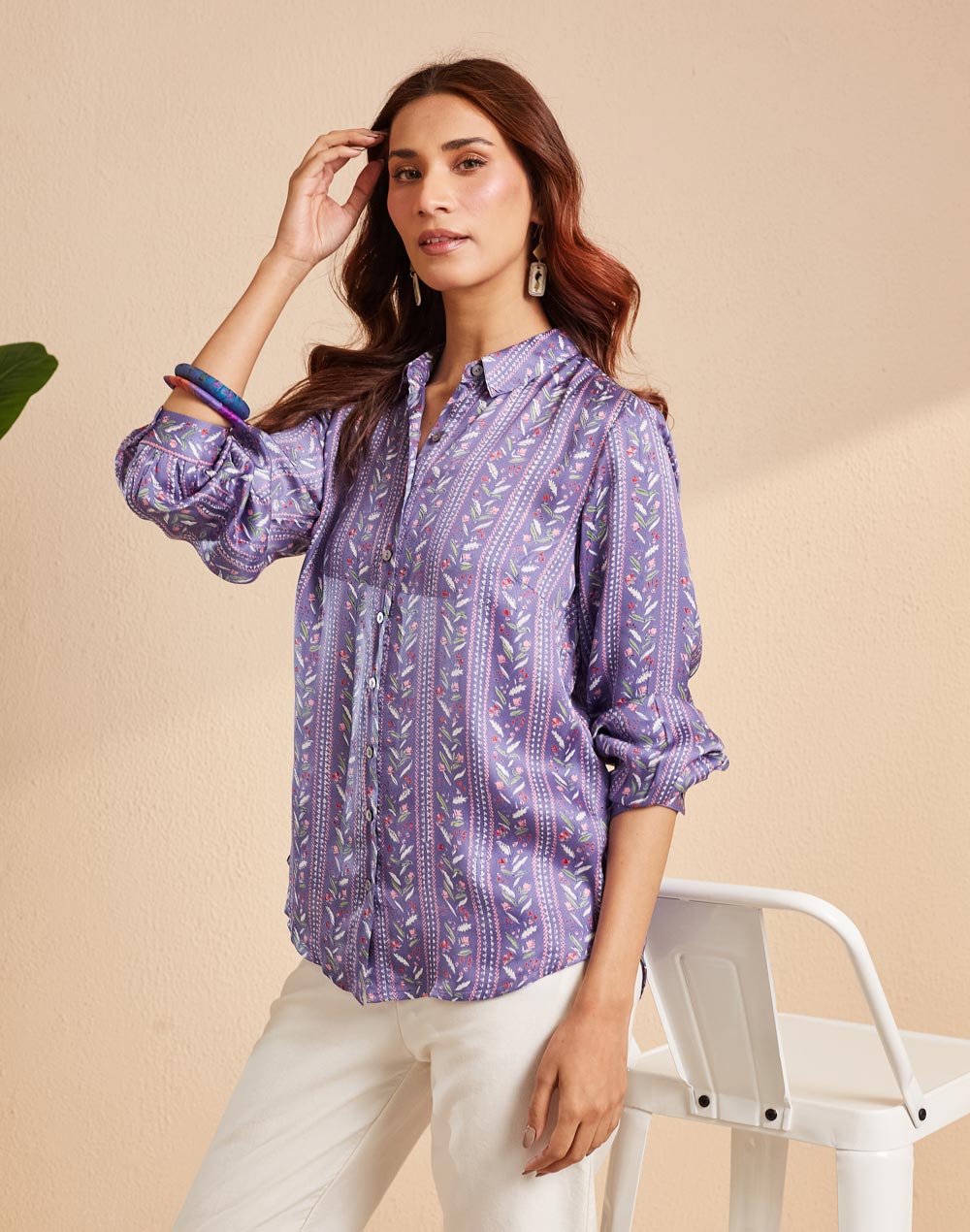 Blue Rayon Blend Hand Block Printed Allure Shirt