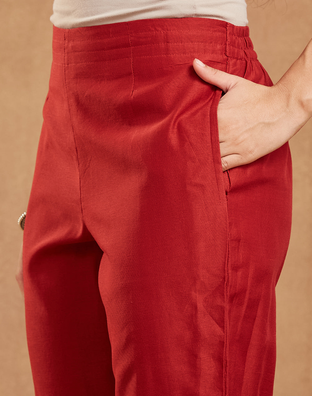 Maroon Cotton Silk Ethnic Pant