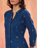 Teal Cotton Slim Fit Long Kurta