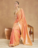 Orange Viscose Blend Banarsi Sari