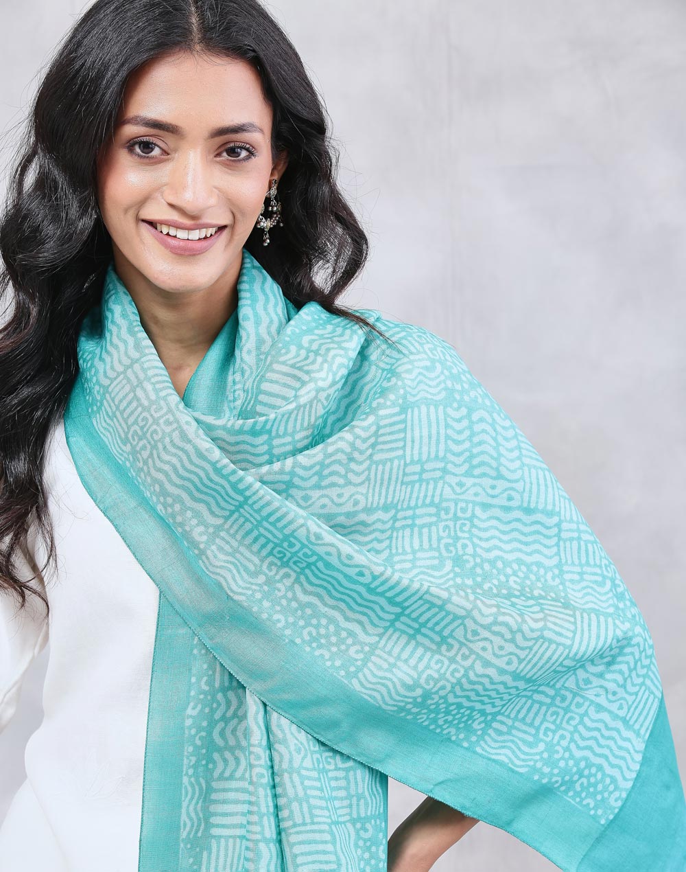 Teal Silk Symphony Stole