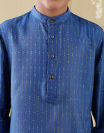 Navy Viscose Blend Dobby Long Kurta