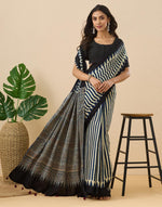 Indigo Viscose Blend Ajrakh Printed Sari