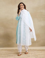 White Cotton Silk Blend Chikankari Dupatta