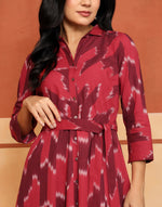 Pink Cotton Woven Midi Dress