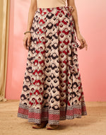 Bagh print detail on the Maroon Bagh Print Ghera Skirt