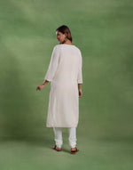 Beige Cotton Chikankari Long Kurta