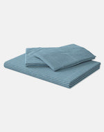 Navy Nile Stripe Cotton Bed Sheet With 2 Pillow Covers